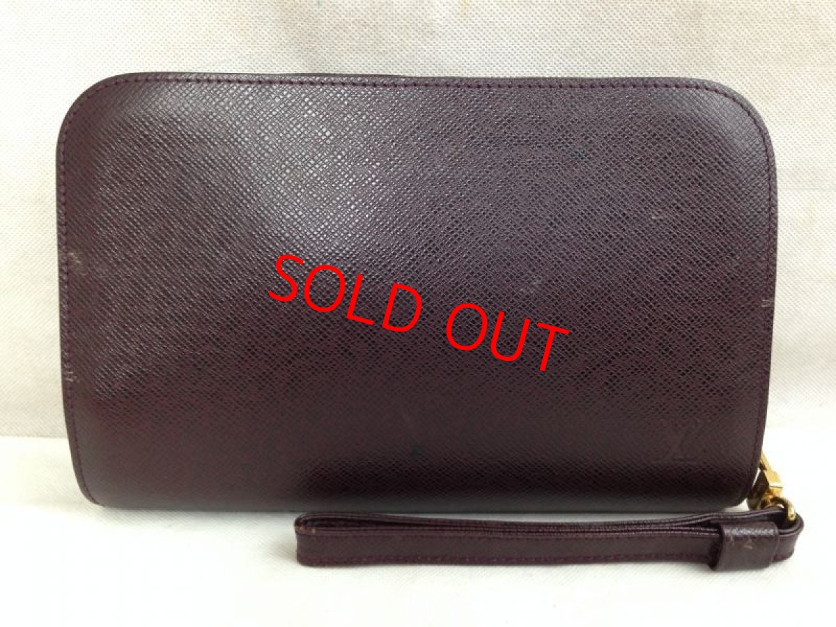 Photo1: Auth Louis Vuitton Orsay Clutch Bag Brown Taiga Leather 5I150080# (1)