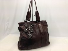 Photo1: Auth miu miu Leather Shoulder Bag Tote Handbag  6A190980 (1)