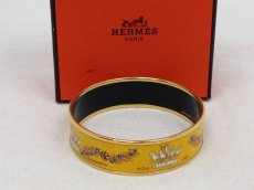 Photo1: Authentic HERMES Cloisonne Bangle Bracelet Yellow Goldtone Vintage 6B100480# (1)