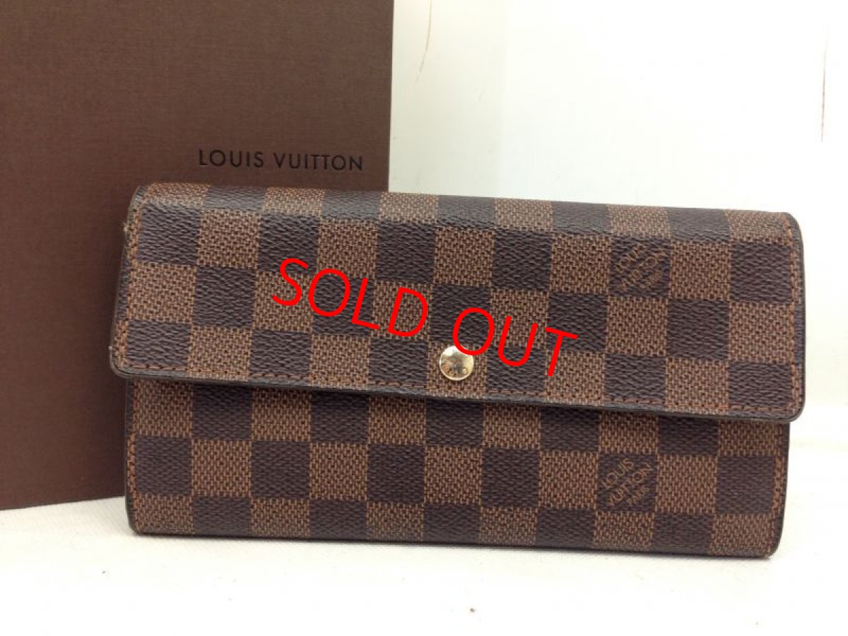 Photo1: Authentic Louis Vuitton Damier Portefeuille Sarah Bifold Wallet 6D260720# (1)