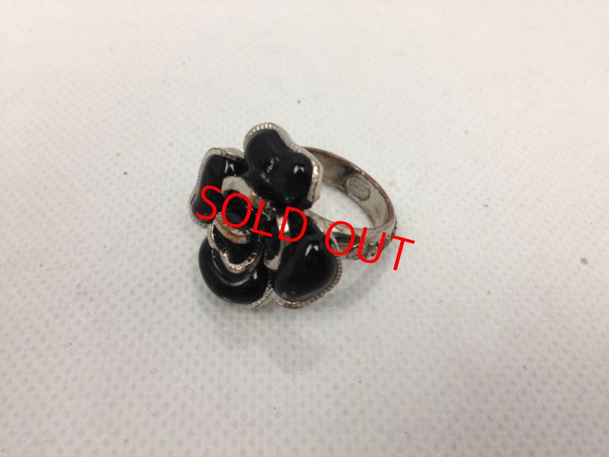 Photo1: Authentic CHANEL Camellia Flower Ring Black 6E030370 (1)