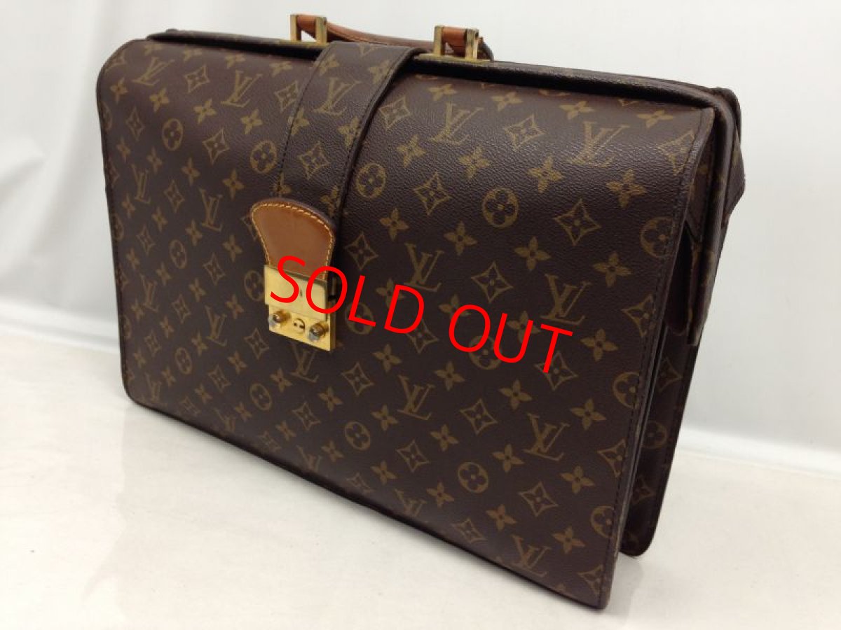 Photo1: Auth Louis Vuitton Monogram PVC Leather Briefcase Vintage 6E030060# (1)