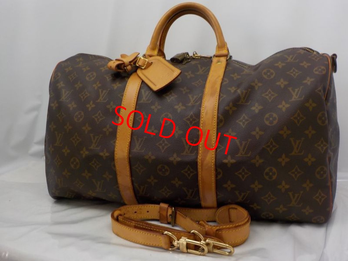 Photo1: Auth Louis Vuitton Monogram Boston Travel Keepall Bandouliere 50 Bag 6F070070N (1)