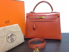 Photo1: Auth HERMES Circle W Kelly 32 Hand Bag Shoulder Bag Box Calf (1)