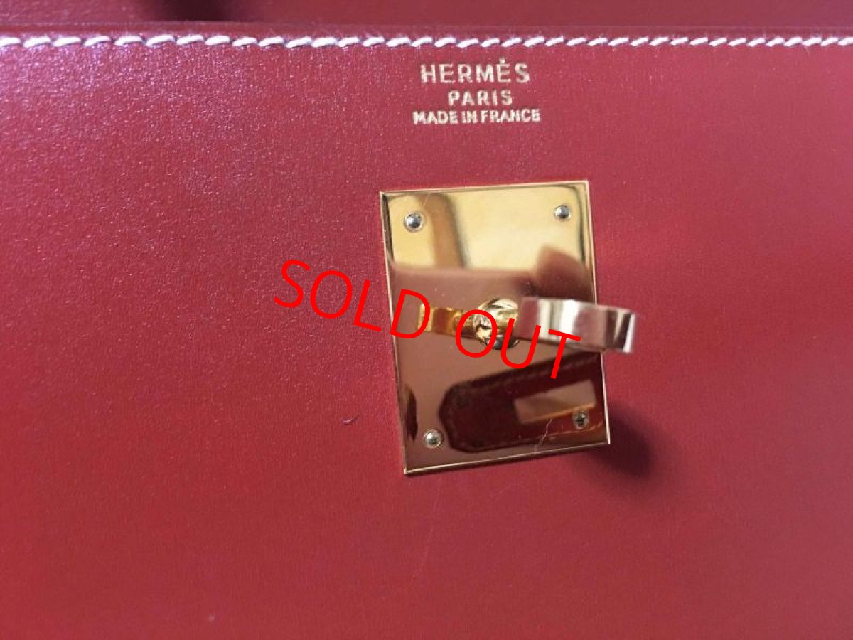 Photo5: Auth HERMES Circle W Kelly 32 Hand Bag Shoulder Bag Box Calf (5)