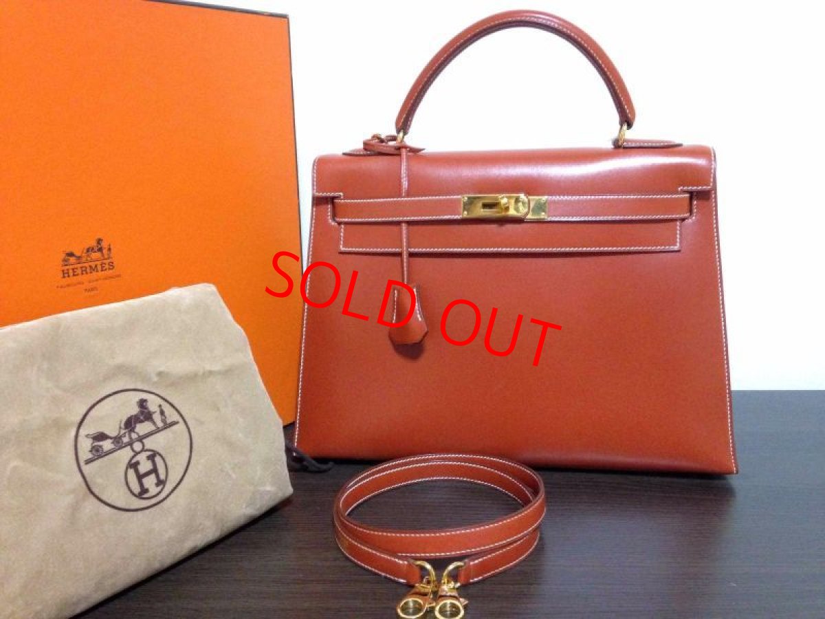 Photo4: Auth HERMES Circle W Kelly 32 Hand Bag Shoulder Bag Box Calf (4)