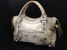 Photo2: Auth Balenciaga Giant City 2way Shoulder Bag Cream x Silver Vintage 6i220230m (2)