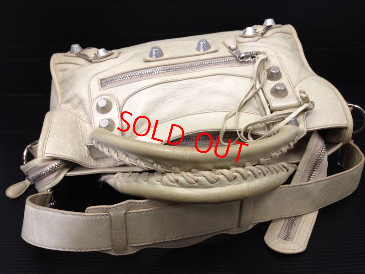 Photo4: Auth Balenciaga Giant City 2way Shoulder Bag Cream x Silver Vintage 6i220230m (4)