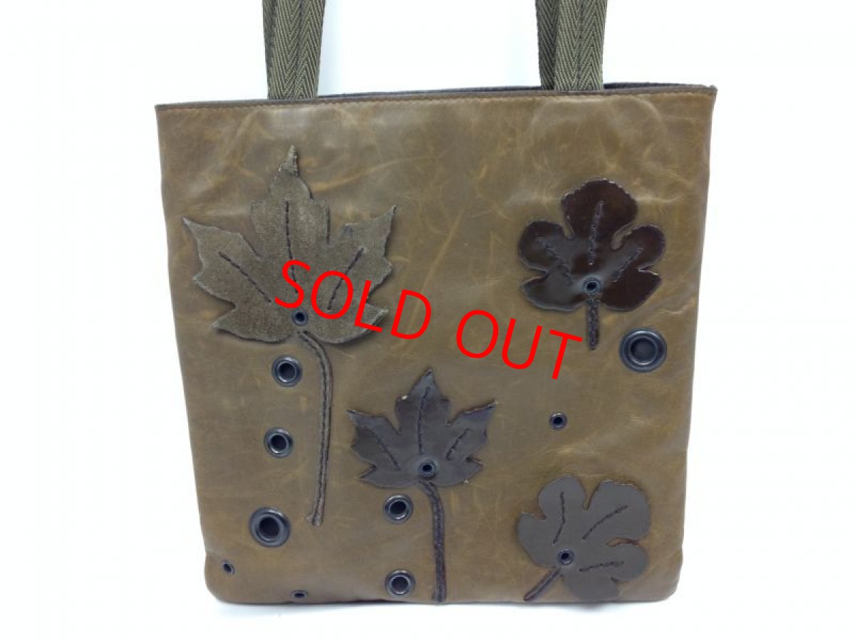Photo2: Authentic Prada Composite Material Brown Hand Bag Leaves motif 6K290120N (2)