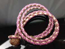 Photo2: Auth Bottega Veneta Intrecciato Leather Bracelet WW wrap  Pink tone 7A110230N (2)
