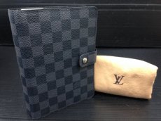 Photo1: Auth Louis Vuitton Damier Dark Gray Desk Agenda Day Planner Cover 7A100390m (1)