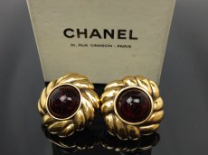 Photo1: AUTH CHANEL Jwelry stone motif Gold tone EARRINGS VINTAGE 7A110430N (1)