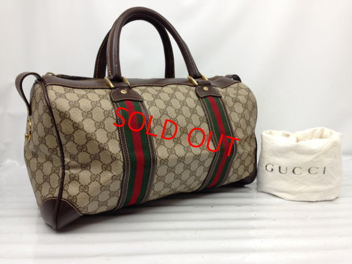 Photo1: Auth GUCCI GG Pattern PVC Brown Boston Hand Bag Vintage 7A180180m (1)