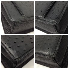 Photo3: Unbranded Genuine Ostrich Skin Leather Hand bag Black 7B070530m (3)