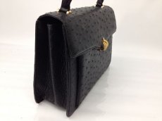 Photo2: Unbranded Genuine Ostrich Skin Leather Hand bag Black 7B070530m (2)