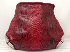 Photo2: Auth GUCCI GENUINE SNAKESKIN BAMBOO LEATHER Shoulder Bag Red 7C140540m (2)