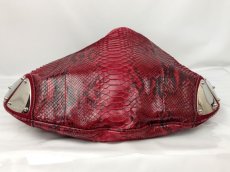 Photo5: Auth GUCCI GENUINE SNAKESKIN BAMBOO LEATHER Shoulder Bag Red 7C140540m (5)