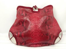 Photo3: Auth GUCCI GENUINE SNAKESKIN BAMBOO LEATHER Shoulder Bag Red 7C140540m (3)