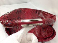 Photo7: Auth GUCCI GENUINE SNAKESKIN BAMBOO LEATHER Shoulder Bag Red 7C140540m (7)