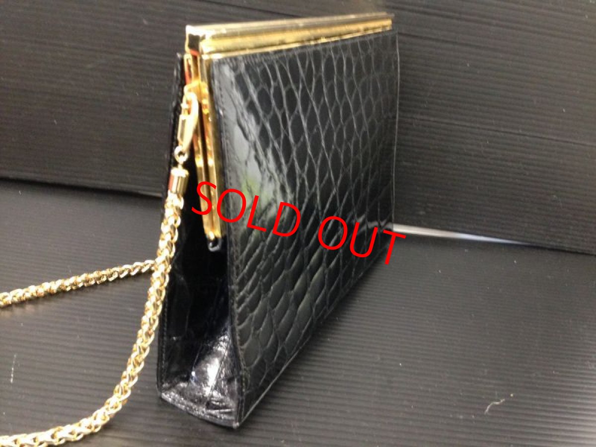 Photo5: Auth GUCCI Crocodile leather 2 way Shoulder Clutch bag Black RARE 7C280880m (5)