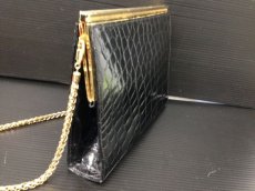 Photo5: Auth GUCCI Crocodile leather 2 way Shoulder Clutch bag Black RARE 7C280880m (5)