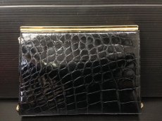 Photo2: Auth GUCCI Crocodile leather 2 way Shoulder Clutch bag Black RARE 7C280880m (2)