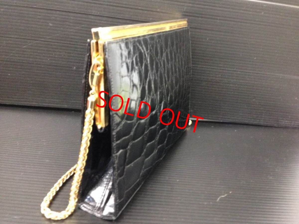 Photo4: Auth GUCCI Crocodile leather 2 way Shoulder Clutch bag Black RARE 7C280880m (4)