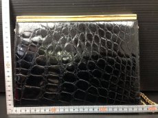 Photo3: Auth GUCCI Crocodile leather 2 way Shoulder Clutch bag Black RARE 7C280880m (3)