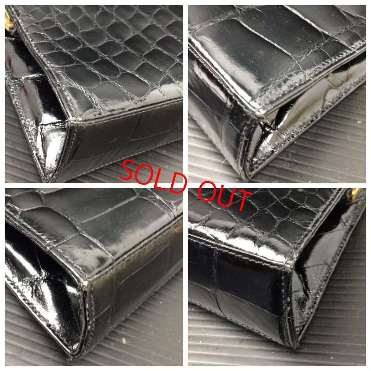 Photo6: Auth GUCCI Crocodile leather 2 way Shoulder Clutch bag Black RARE 7C280880m (6)