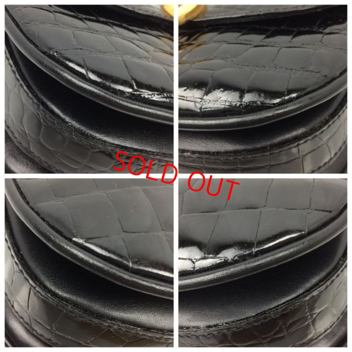 Photo3: Genuine Leather Products Crocodile Black Shoulder Bag 7E170810m (3)