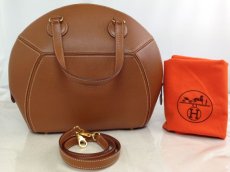 Photo2: Auth HERMES Ile De Shiki 2way Hand Bag Brown Pig Skin Vintage JT03965 7G070020m (2)