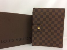 Photo1: Authentic LOUIS VUITTON Damier Ebene Brown Agenda GM Planner Cover 7J180140p (1)