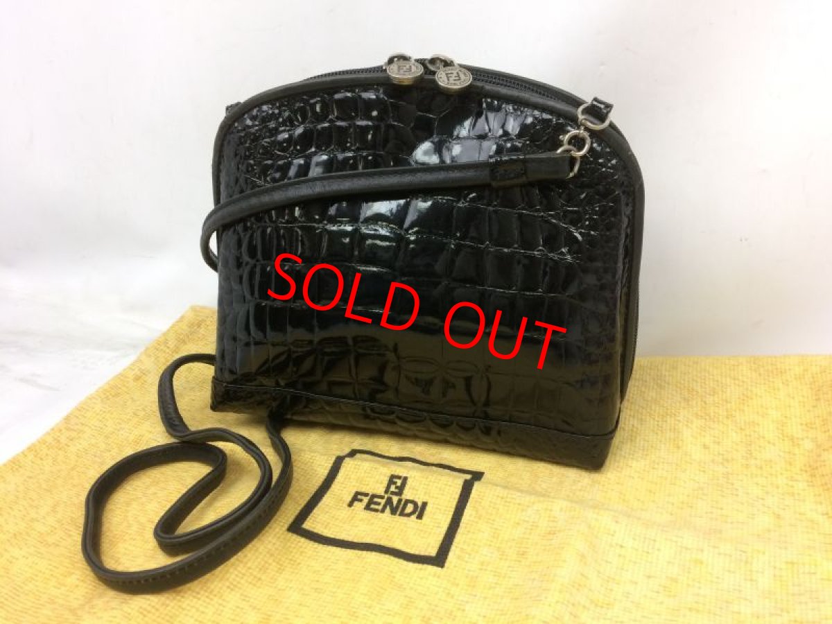 Photo1: Auth FENDI crocodile Leather Black Shoulder Bag Made In Italy 7K120520n (1)