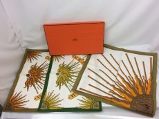 Photo1: AUTHENTIC HERMES Square Table Lunch Mat 3 Item Set 7K150540r (1)