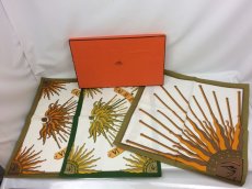 Photo1: AUTHENTIC HERMES Square Table Lunch Mat 3 Item Set 7K150540r (1)