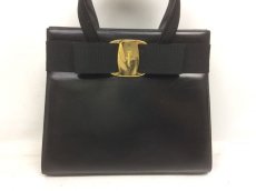 Photo2: Auth Salvatore Ferragamo Leather Hand Bag Black 7K280290r (2)