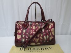 Photo2: Auth BURBERRY Heart Canvas 2 Way Shoulder Hand Bag 8C080060r (2)