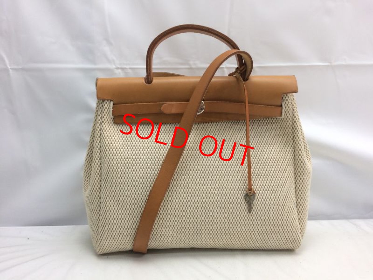 Photo2: Hermes Her bag 2 way Black & White Canvas Bag Without Lock 8C240040n (2)
