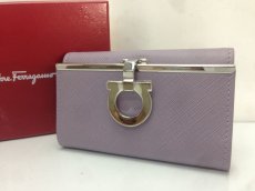 Photo1: Auth Salvatore Ferragamo Leather Key Holder Purple 8E260220m (1)