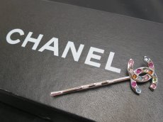 Photo1: Auth CHANEL Hair Clips with Rhinestone Hairpin 8F200560m (1)