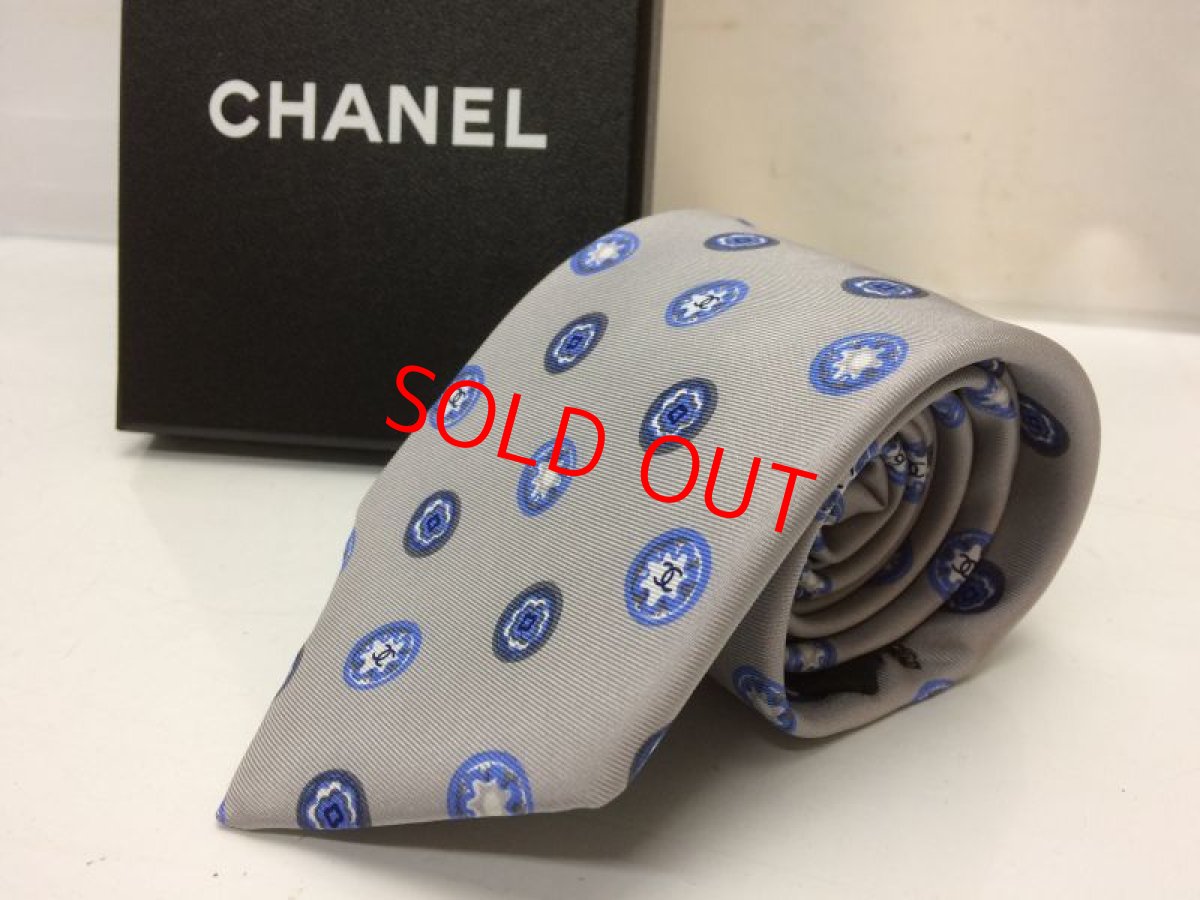 Photo1: Auth CHANEL 100% Seta Soie Silk Necktie made in Italy 8G310110m (1)
