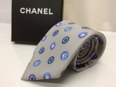 Photo1: Auth CHANEL 100% Seta Soie Silk Necktie made in Italy 8G310110m (1)