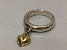 Photo2: Auth TIFFANY & Co. 925 Silver 750 Gold Heart motif Ring US size 5.25 8H220940n (2)