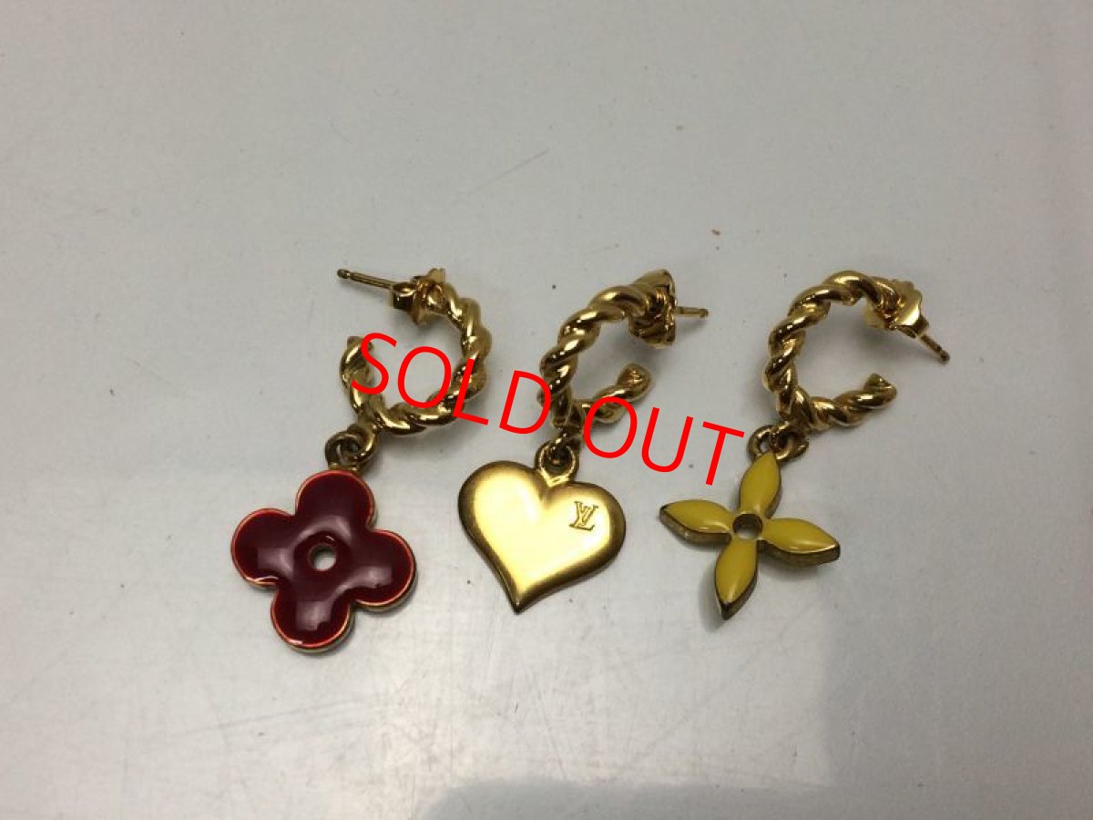 Photo2: Auth Louis Vuitton Sweet Monogram Gold set of Three Brass Hoop Earring 8i180370n (2)