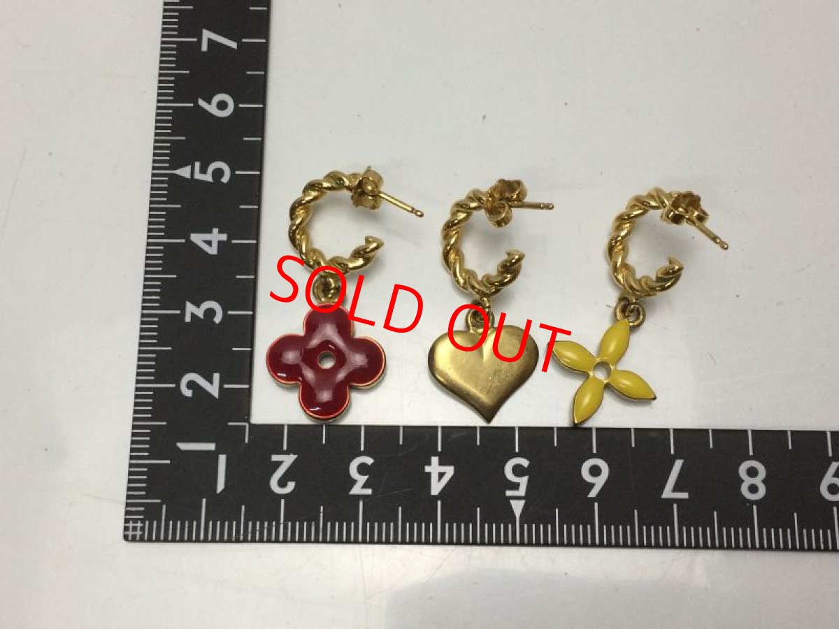 Photo3: Auth Louis Vuitton Sweet Monogram Gold set of Three Brass Hoop Earring 8i180370n (3)