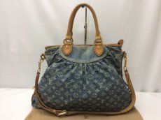 Photo1: Auth Louis Vuitton Monogram Denim Neo Cabby MM 2 Way hand bag M95349  9A090070n (1)