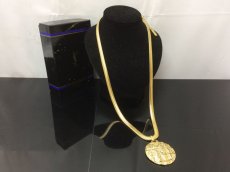 Photo1: Auth Yves Saint Laurent Gold tone Pendant Necklace with box 9C060120n (1)