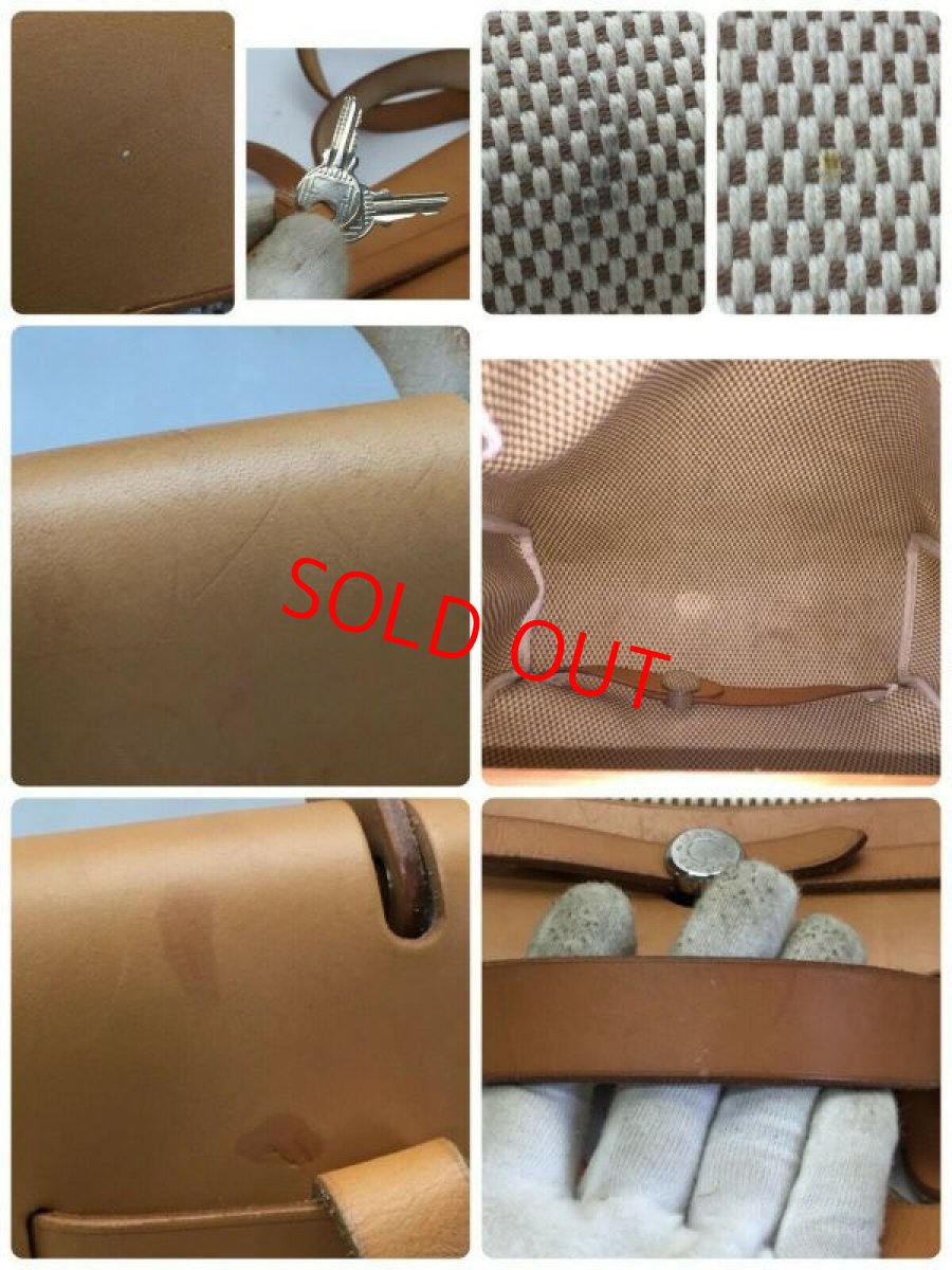 Photo7: Auith Hermes Her bag White Canvas backpack Shoulder Bag no lock Good 9E120350n (7)