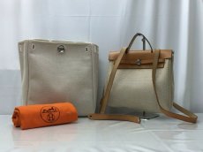 Photo1: Auith Hermes Her bag White Canvas backpack Shoulder Bag no lock Good 9E120350n (1)