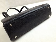 Photo5: Authentic Ostrich Leather Hand Bag Black 5H250151# (5)